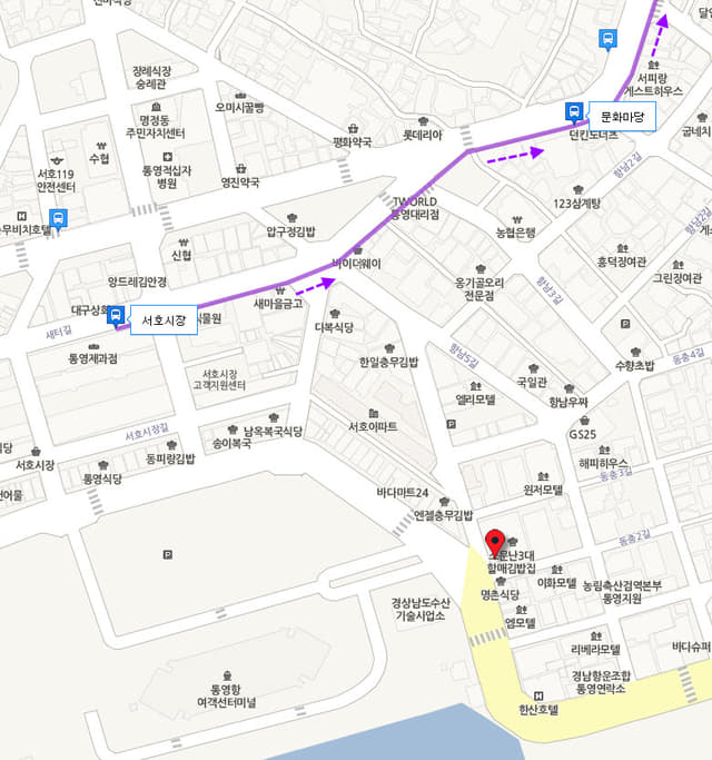 tongyeong-hotel-bus-stop-to-bus-terminal-map
